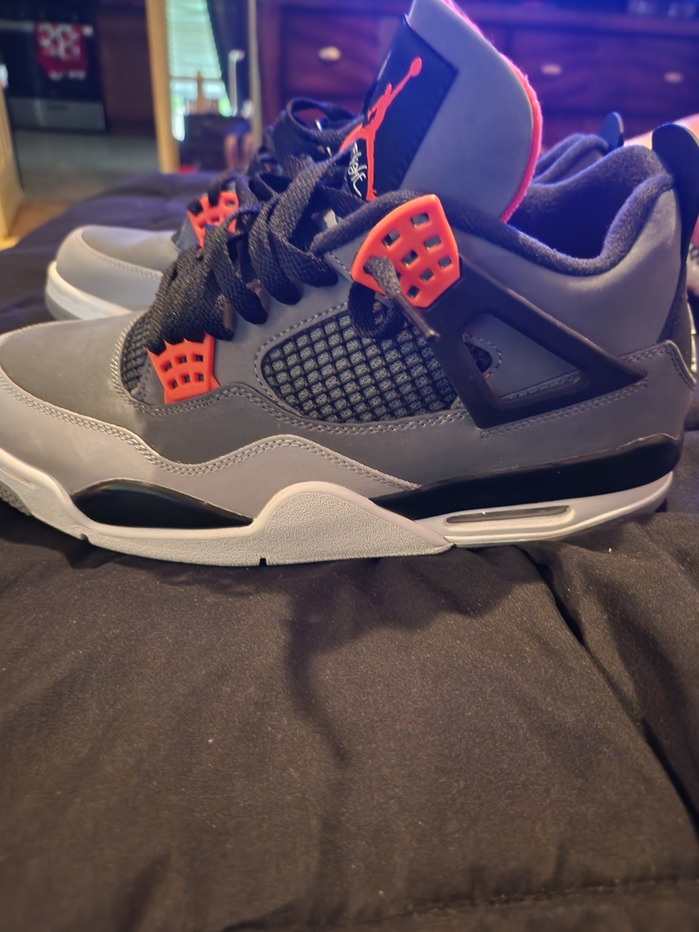 Jordan Sneakers - Grey/Black with Orange Accents - Picture 3 of 5